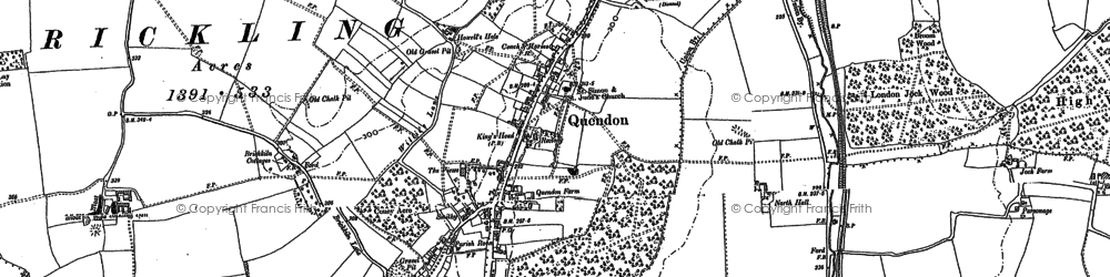 Old map of Quendon in 1896