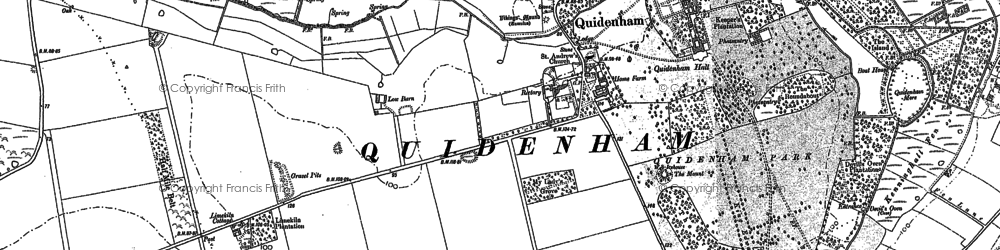 Old map of Quidenham in 1882