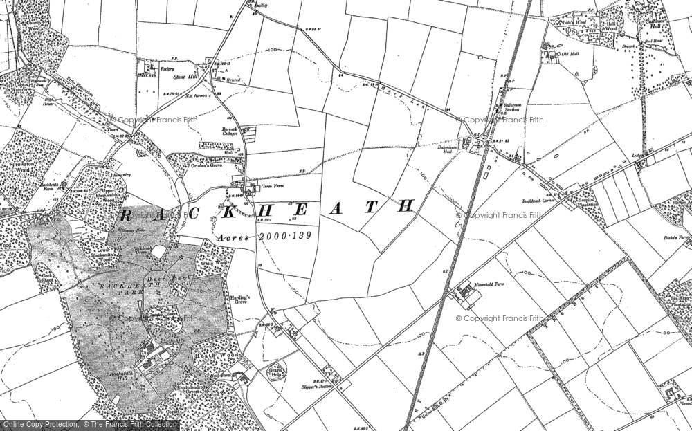 Old Map of Rackheath, 1881 - 1883 in 1881