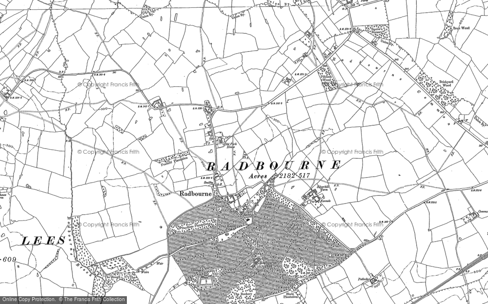 Old Map of Radbourne, 1881 - 1882 in 1881