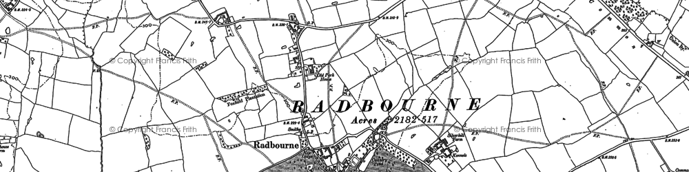 Old map of Radbourne in 1881