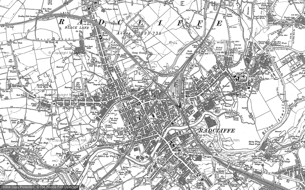 Old Map of Historic Map covering Black Lane in 1890