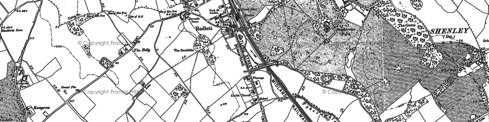 Old map of Radlett in 1896
