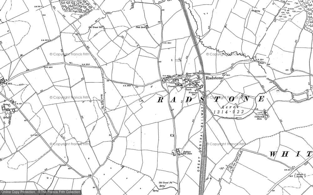 Old Map of Radstone, 1883 in 1883