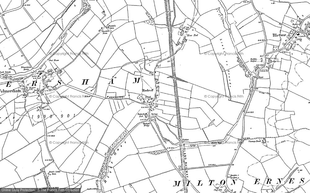 Old Map of Radwell, 1882 in 1882