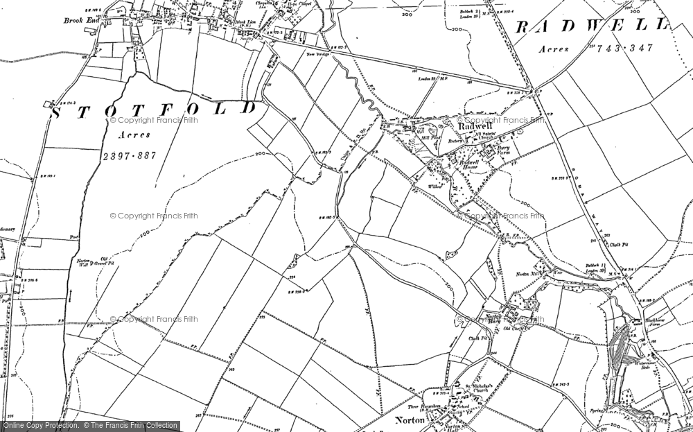 Old Map of Radwell, 1900 in 1900