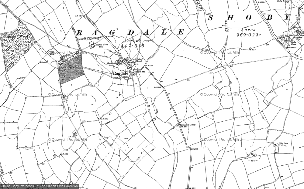 Old Map of Ragdale, 1883 in 1883