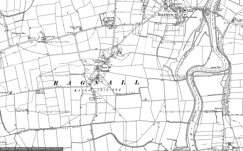 Old Map of Ragnall, 1884 in 1884