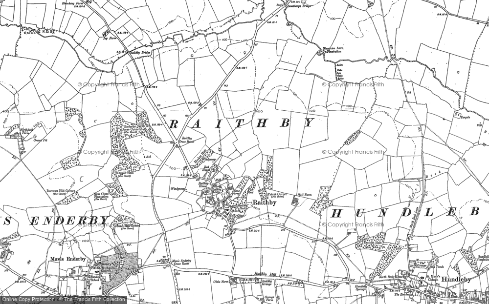 Old Map of Raithby by Spilsby, 1887 in 1887