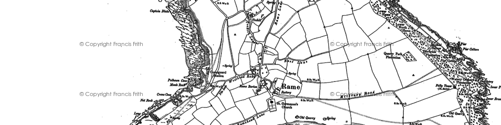 Old map of Rame Head in 1886