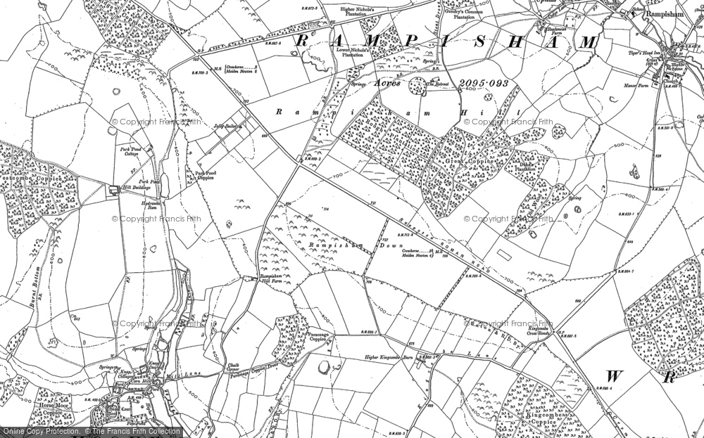 Old Map of Rampisham Down, 1886 - 1887 in 1886