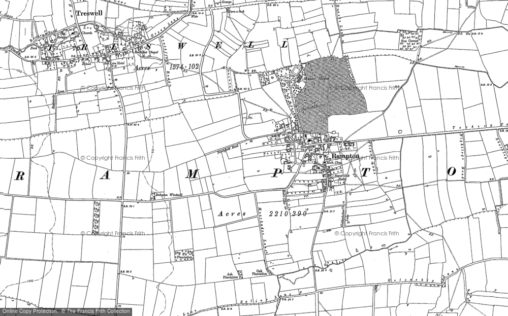 Old Map of Rampton, 1884 in 1884