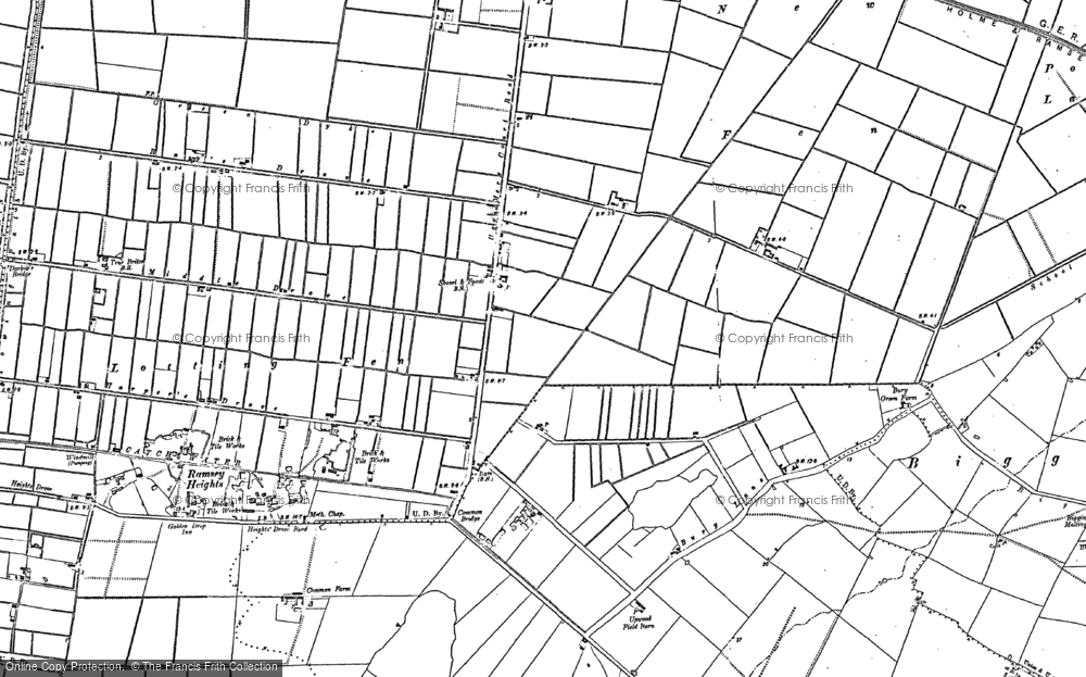 Old Map of Historic Map covering Woodwalton Fen in 1887