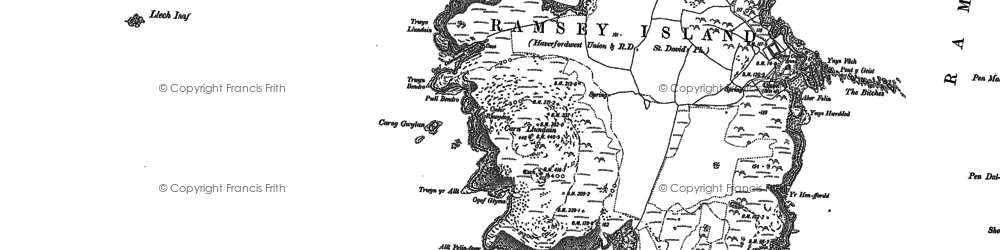Old map of Ynys Eilun in 