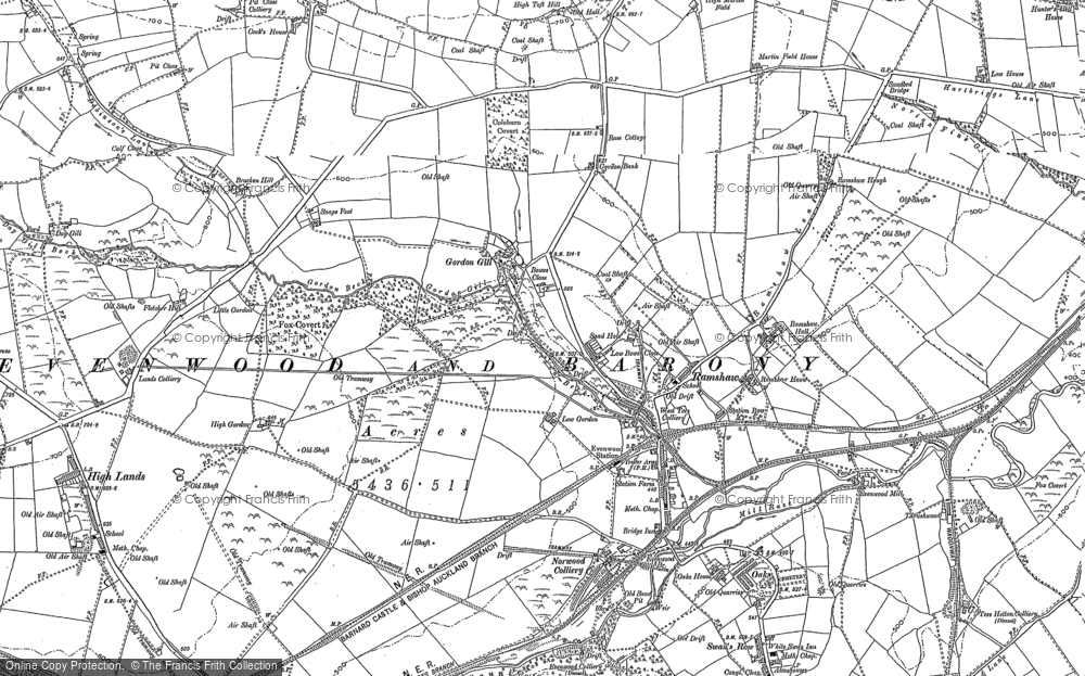Old Map of Ramshaw, 1896 in 1896