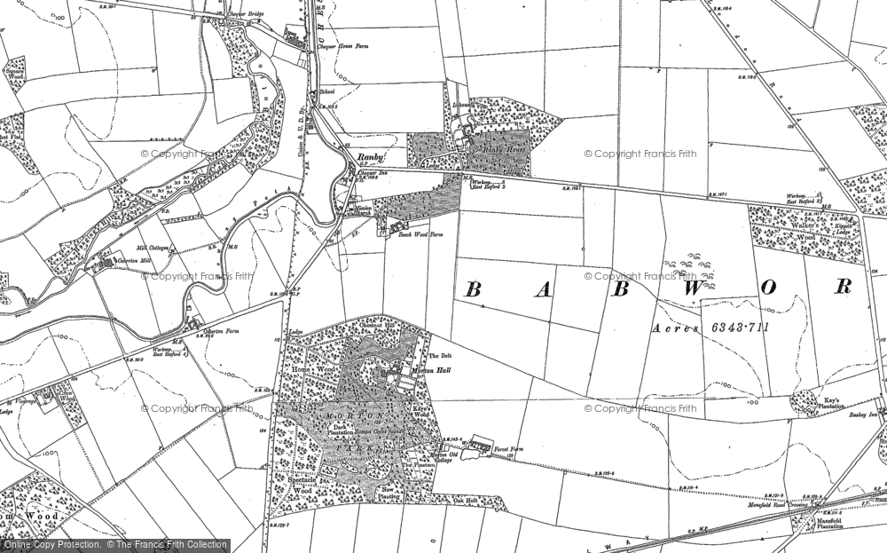 Old Map of Ranby, 1884 - 1885 in 1884