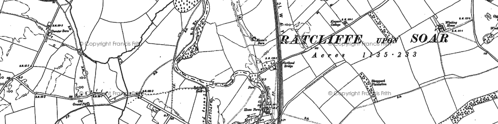 Old map of Ratcliffe on Soar in 1899