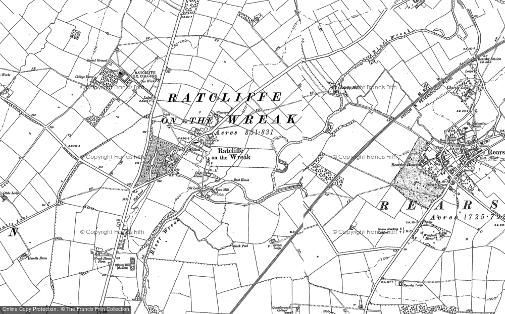 Ratcliffe on the Wreak old map Leicestershire 25NE Sileby Cossington 1904 