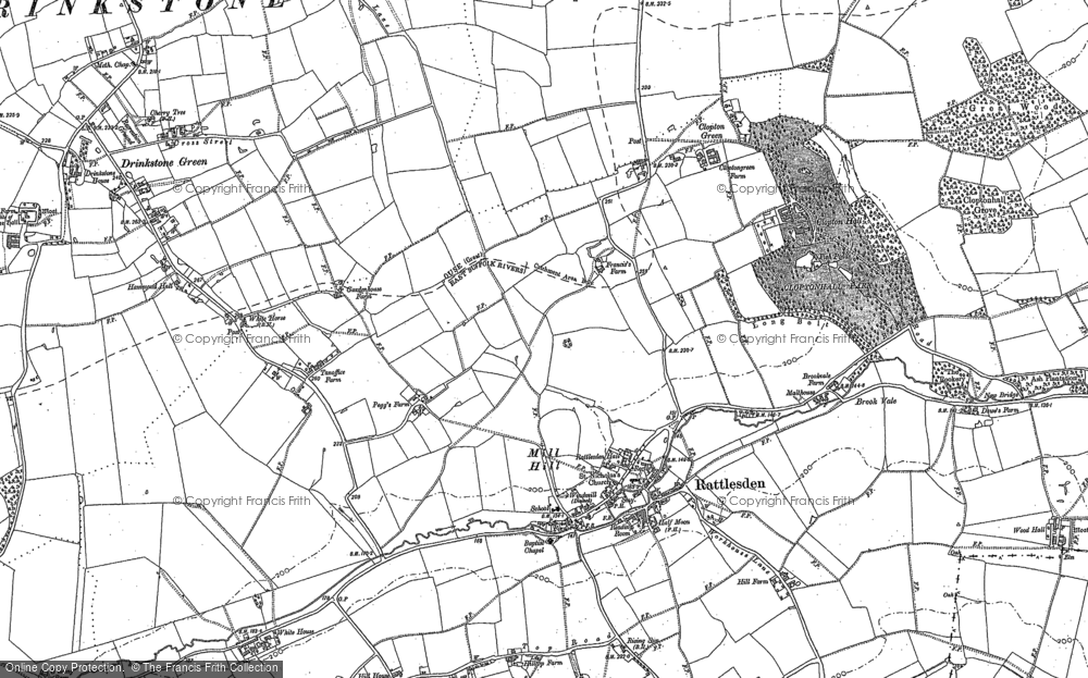 Old Map of Historic Map covering Brook Vale in 1884