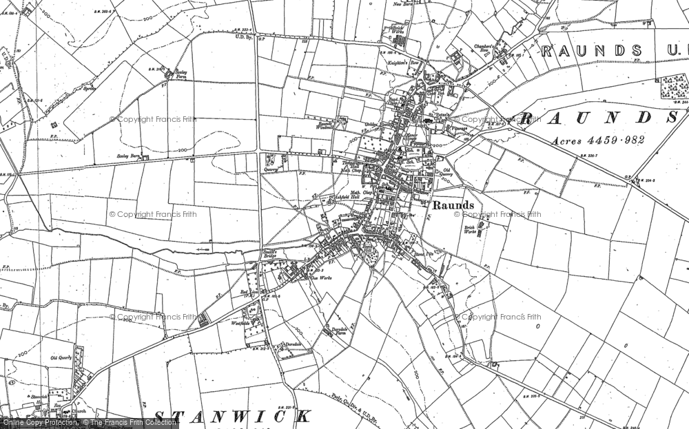 Old Map of Raunds, 1884 in 1884