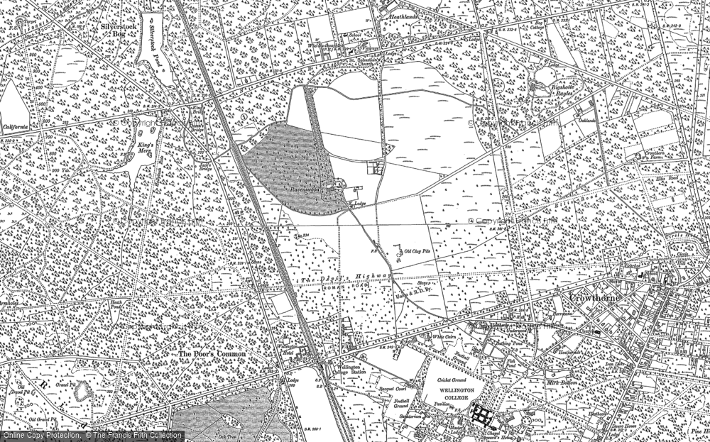 Old Map of Historic Map covering Wellington College in 1910
