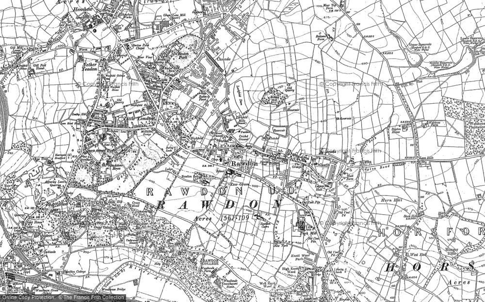 Old Map of Rawdon, 1891 in 1891