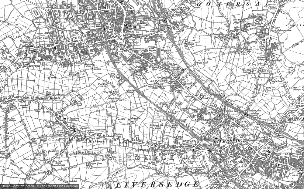 Old Map of Historic Map covering Spen in 1882