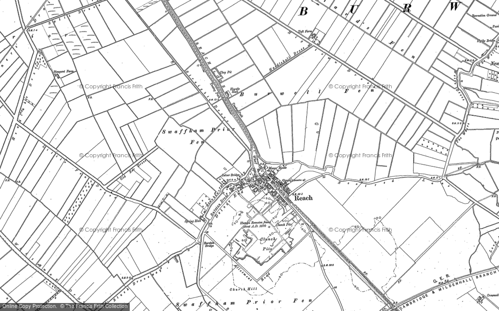 Old Map of Historic Map covering Burwell Fen in 1886