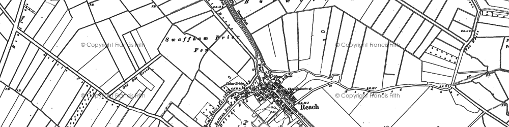 Old map of Burwell Fen in 1886