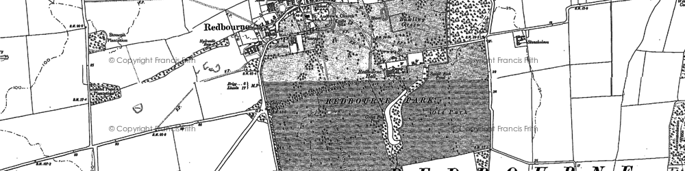 Old map of Redbourne in 1885