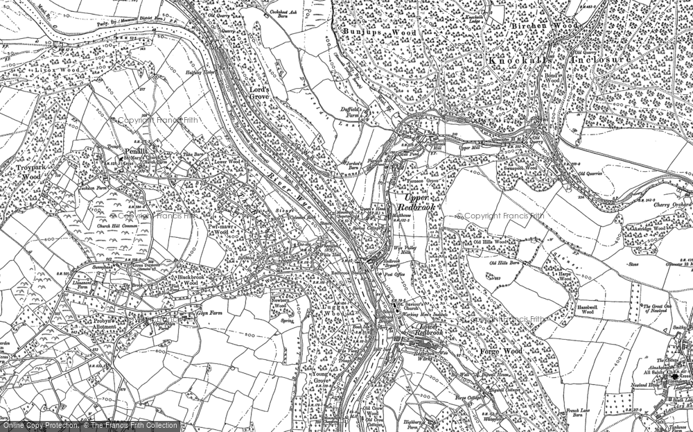 Old Map of Historic Map covering Birchen Wood in 1900