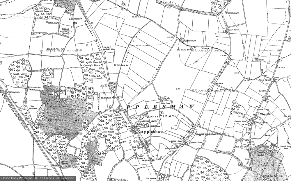 Old Map of Historic Map covering Biddesden Ho in 1909