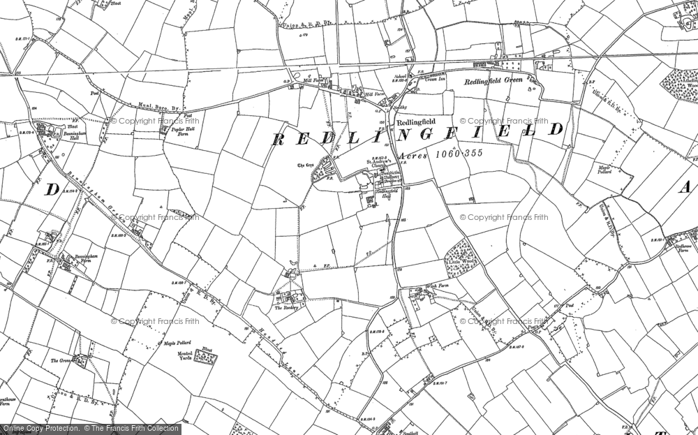 Old Map of Redlingfield, 1884 - 1885 in 1884
