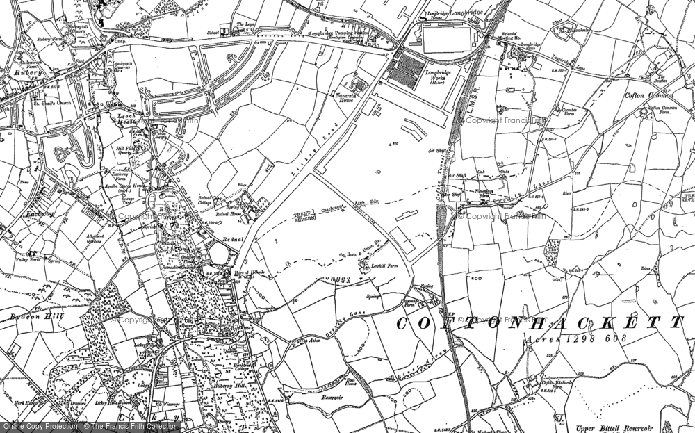 Old Map of Rednal, 1903-1914 in 1914
