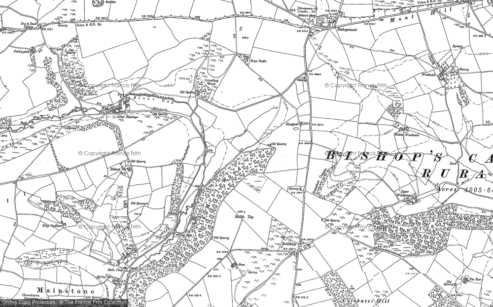 Old Map of Historic Map covering Bishop's Moat in 1883