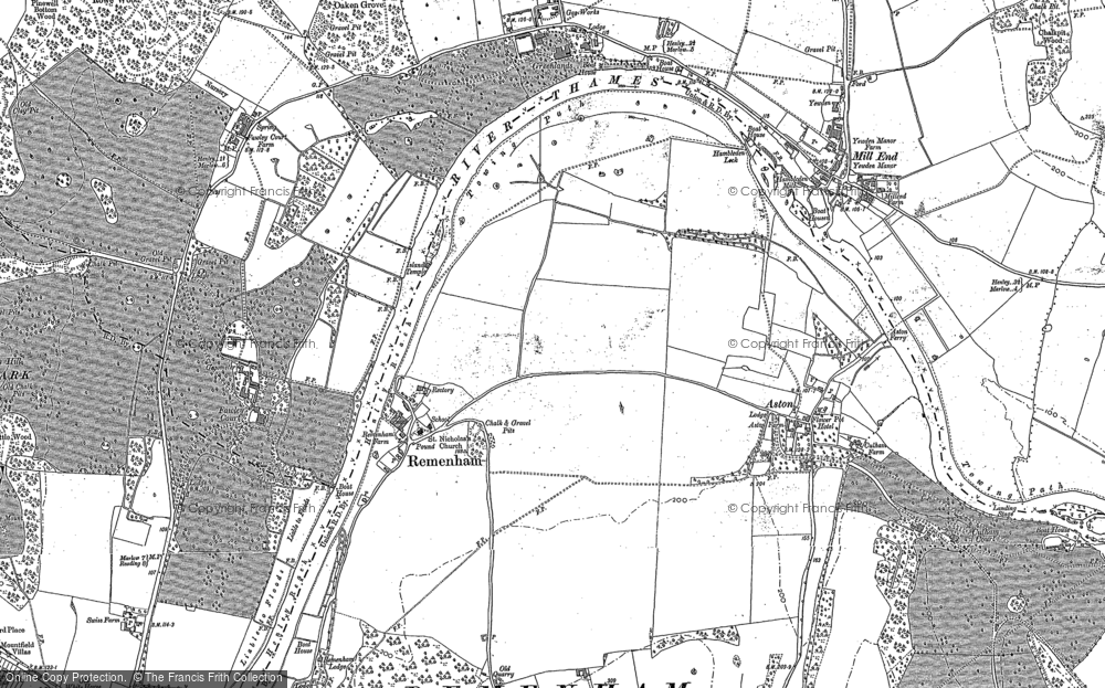 Old Map of Historic Map covering Henley Reach in 1910