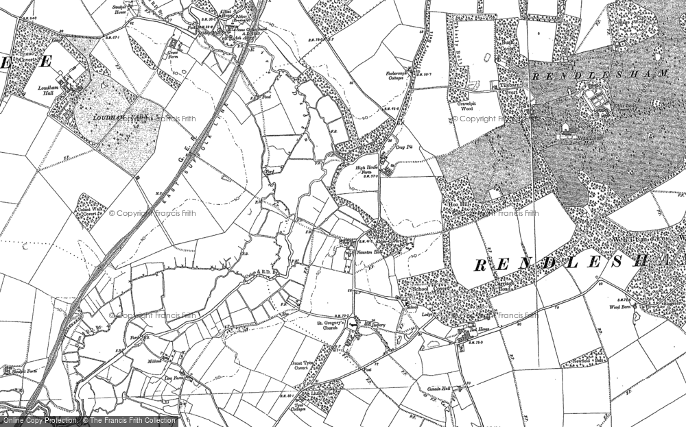 Old Map of Historic Map covering Bentwaters Airfield (disused) in 1881