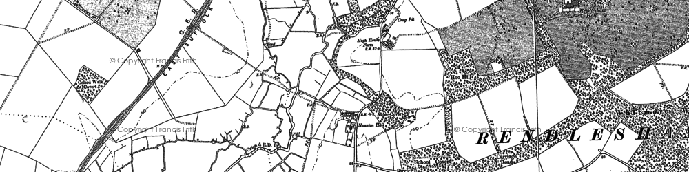 Old map of Bentwaters Airfield (disused) in 1881