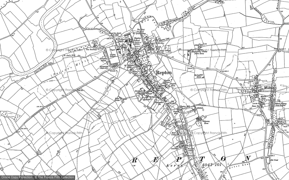 Old Map of Repton, 1881 - 1882 in 1881