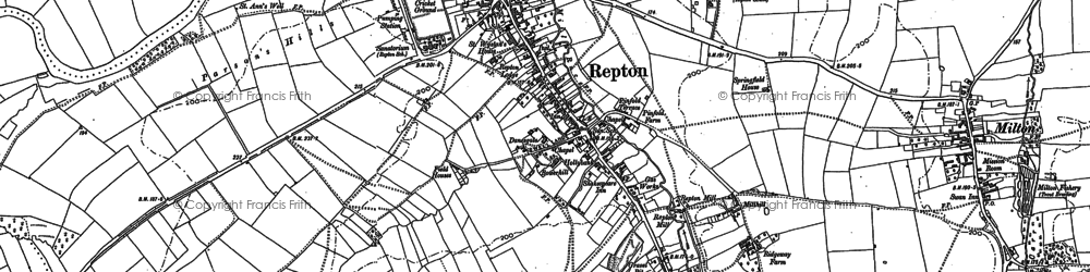 Old map of Repton in 1881