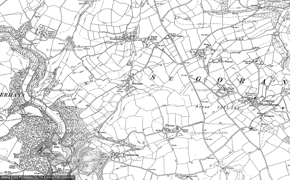 Old Map of Historic Map covering Gorran Churchtown in 1879