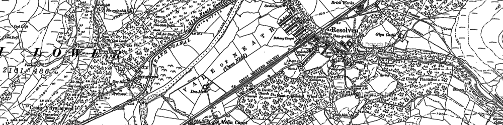 Old map of Glyn Castle in 1897