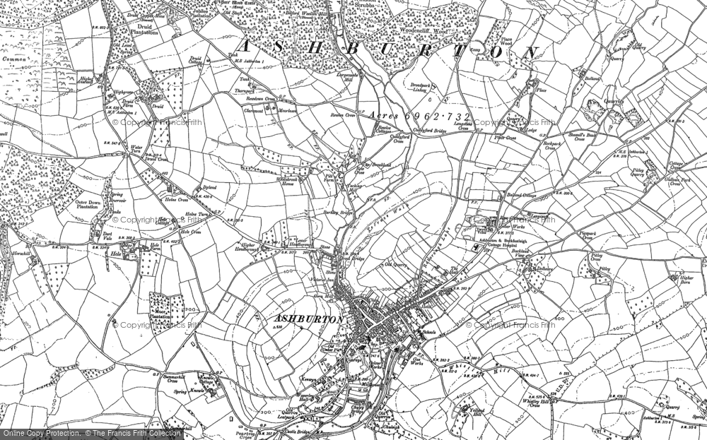 Old Map of Historic Map covering Boro Wood in 1885