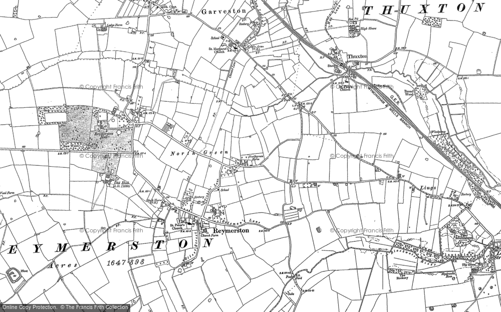 Old Map of Reymerston, 1882 - 1886 in 1882