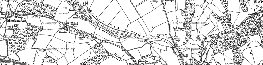 Old map of Rhadyr in 1899