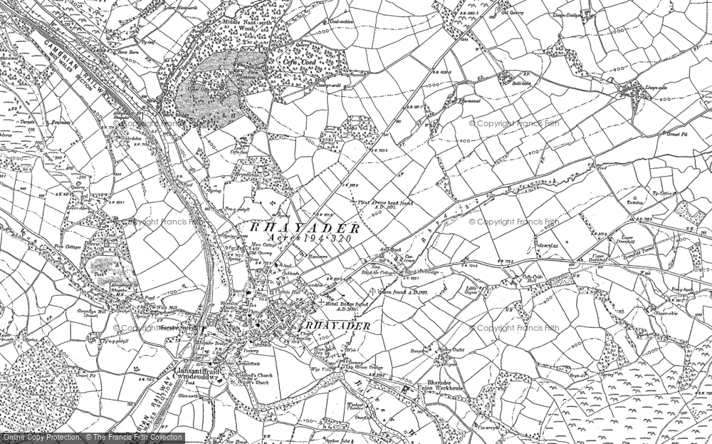 Old Map of Rhayader, 1888 - 1902 in 1888