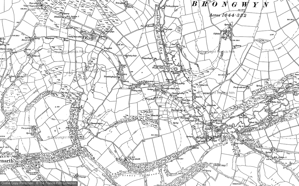 Old Map of Historic Map covering Bryneurin in 1904