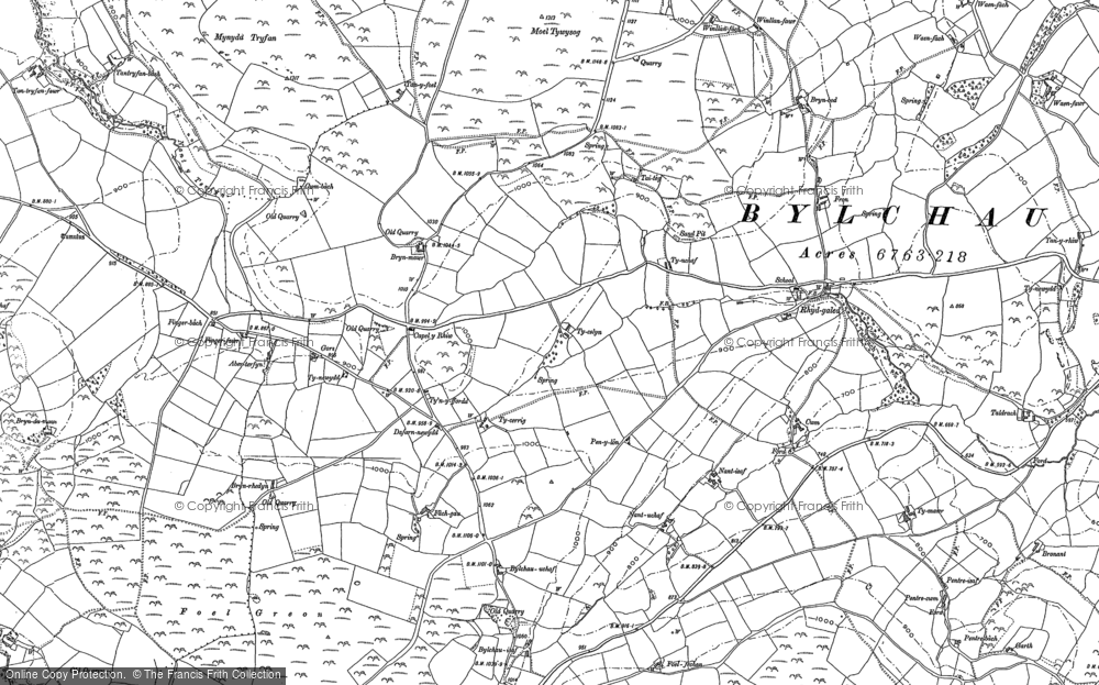 Old Map of Historic Map covering Afon Deunant in 1898