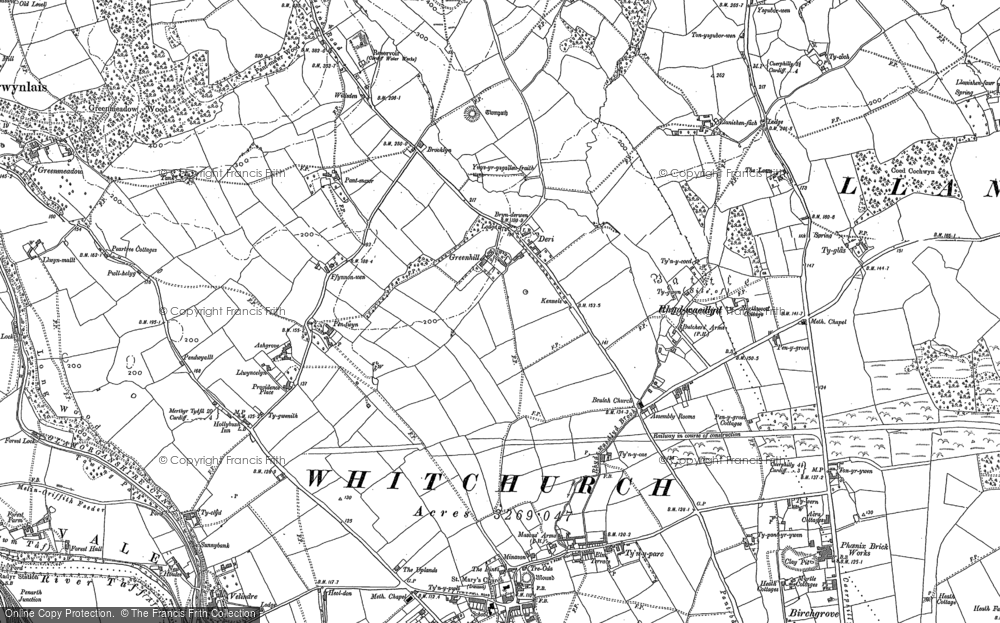 Old Map of Rhiwbina, 1915 in 1915