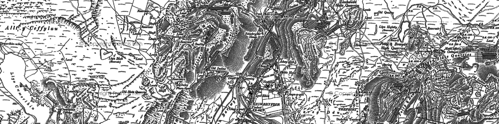 Old map of Rhiwbryfdir in 1899